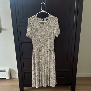 Mikarose Floral Midi Dress in Cream and Green
